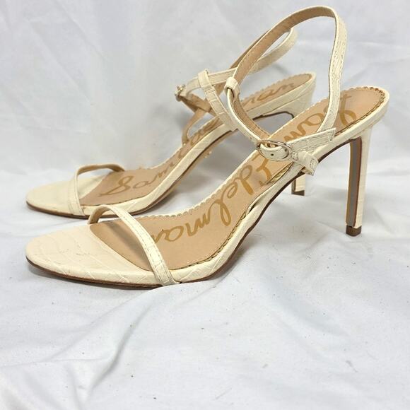 Sam Edelman Dara Croc Embossed Print Sandals Ivory Size 9.5 - Picture 10 of 16